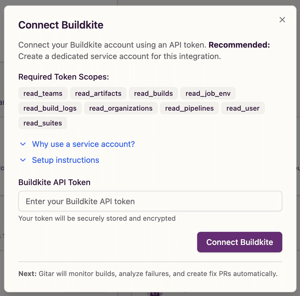 CircleCI integration form