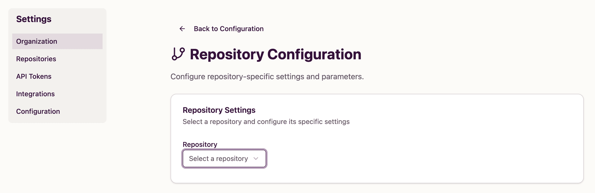 Configuring a repository