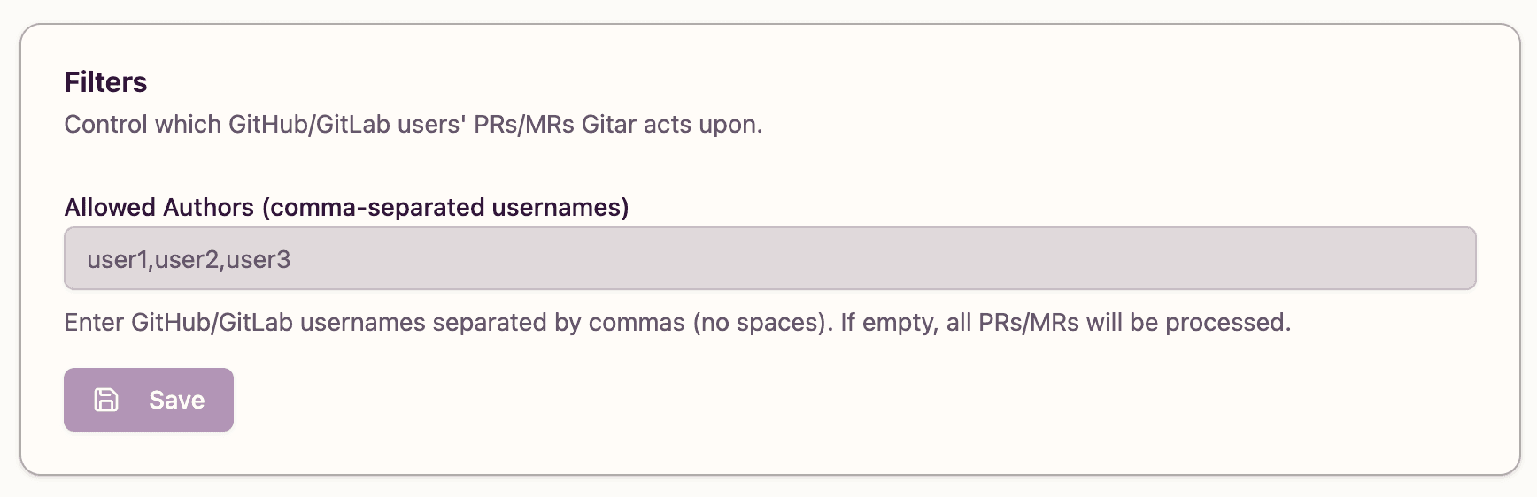 User-based monitoring filters