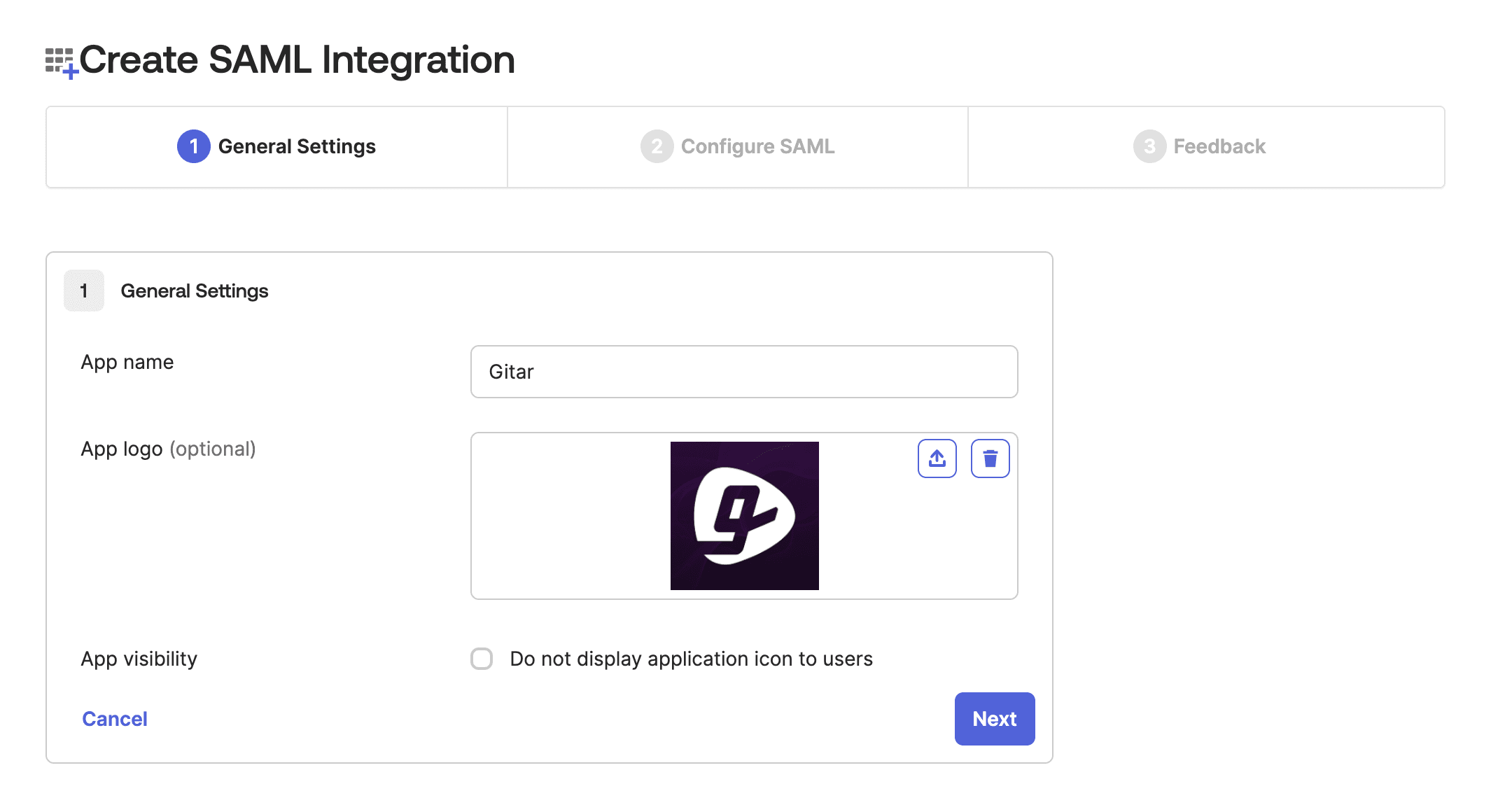 Gitar Settings Code screen