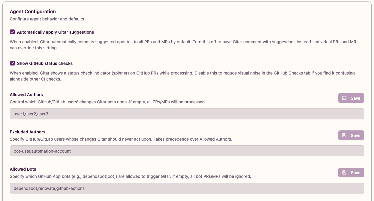 Allow bots list section added to the organization settings