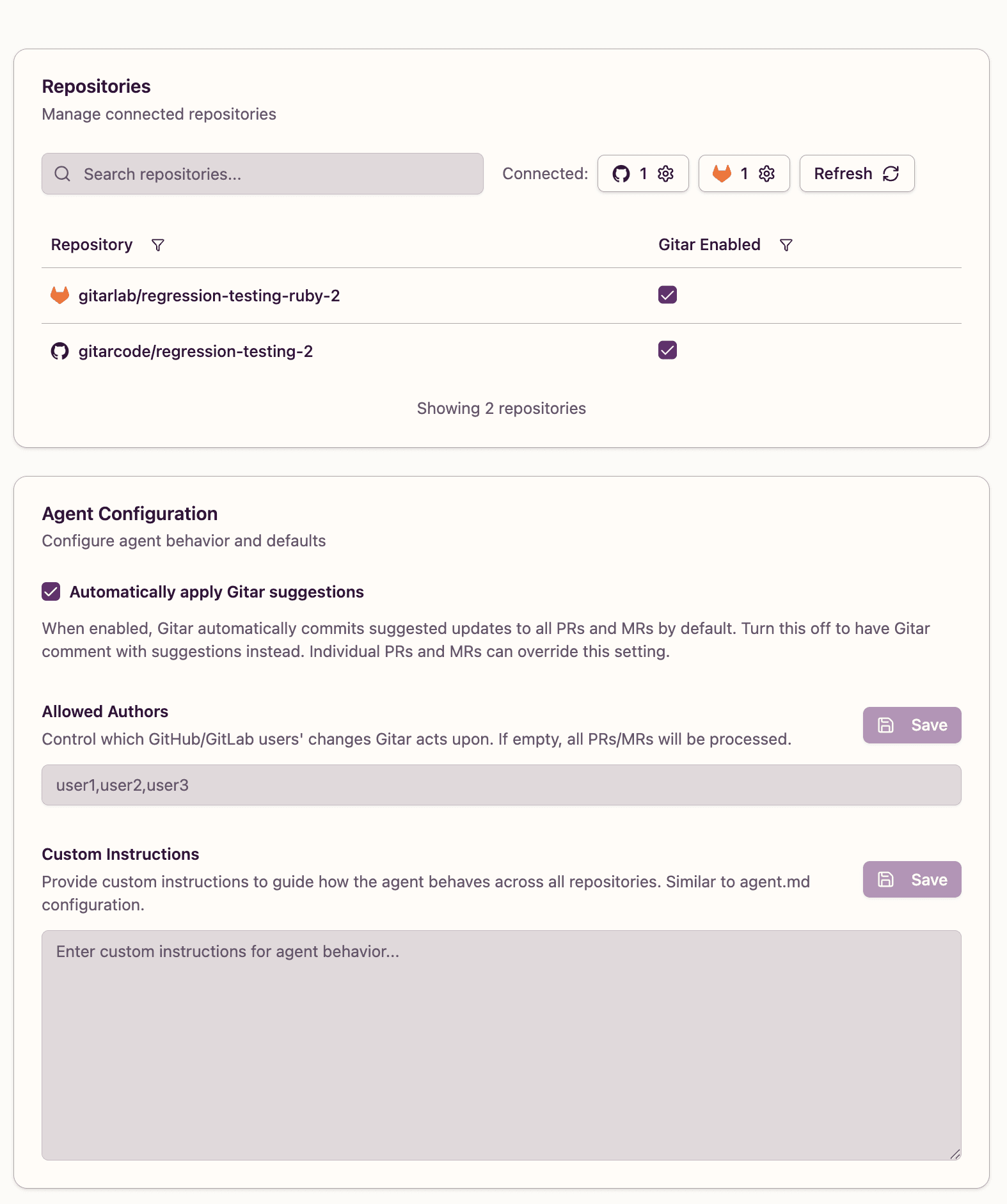 Refreshed configuration interface