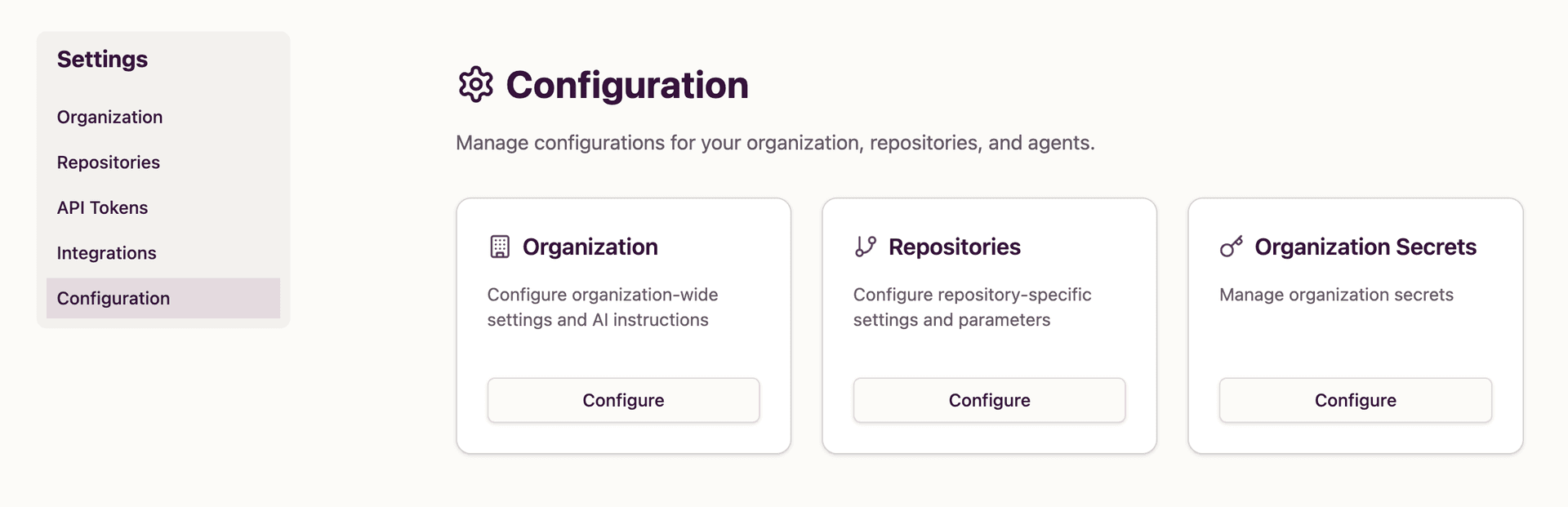 Configuration page