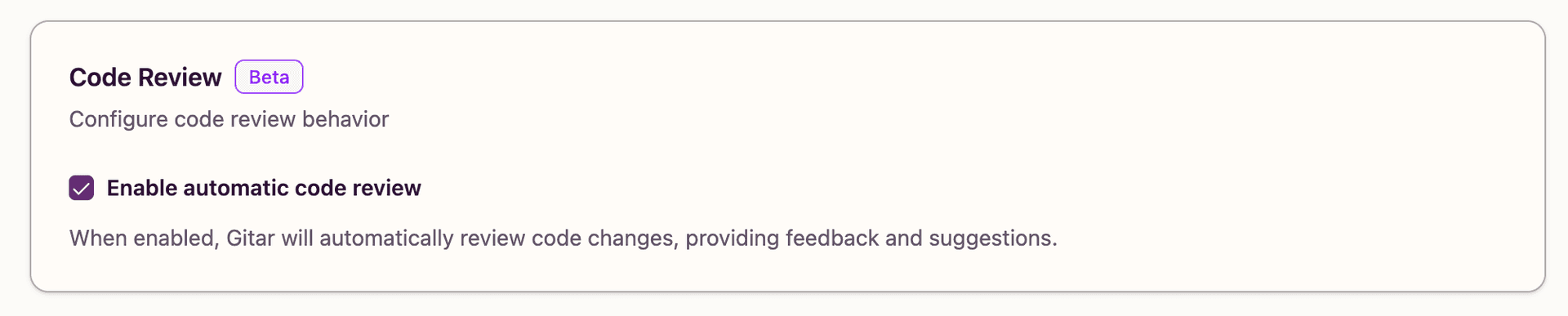 Enable automatic code review setting