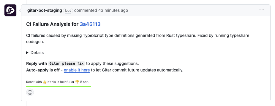 Analysis feedback collection
