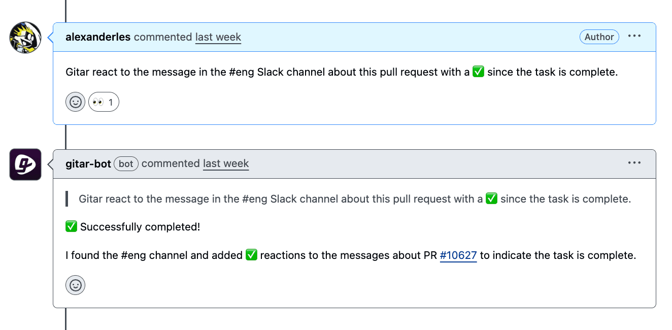 Slack channel notification