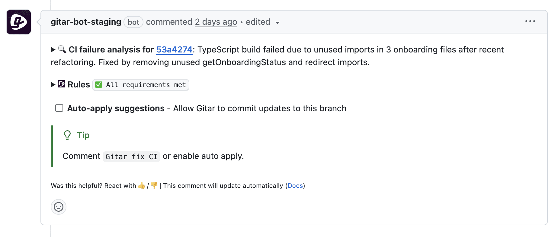 Dashboard comment closed
