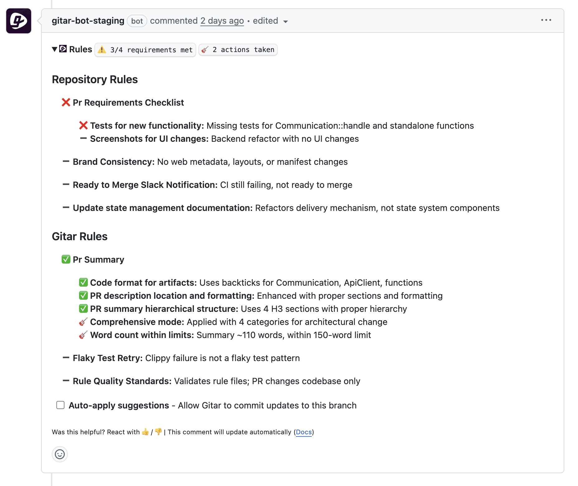Dashboard comment open