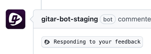Progress updates showing Gitar responding to feedback