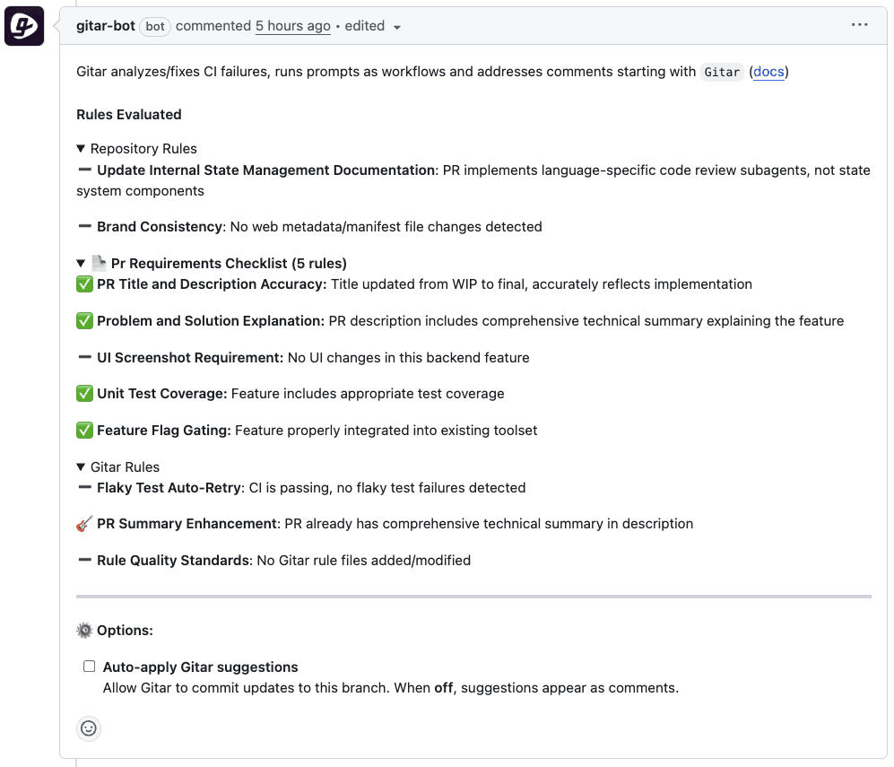 Enhanced rules evaluation with status tracking