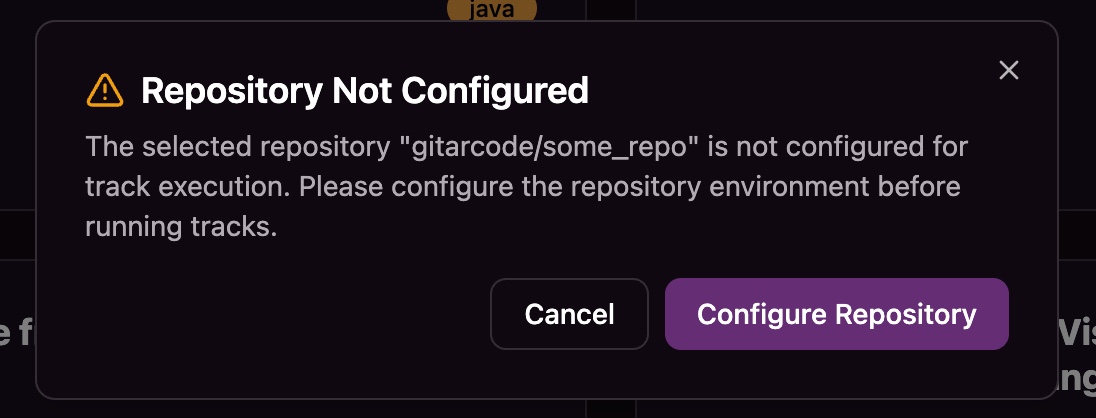Error screen shown when no configuration has been given