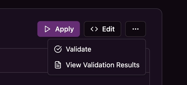 Configuration validation dropdown menu